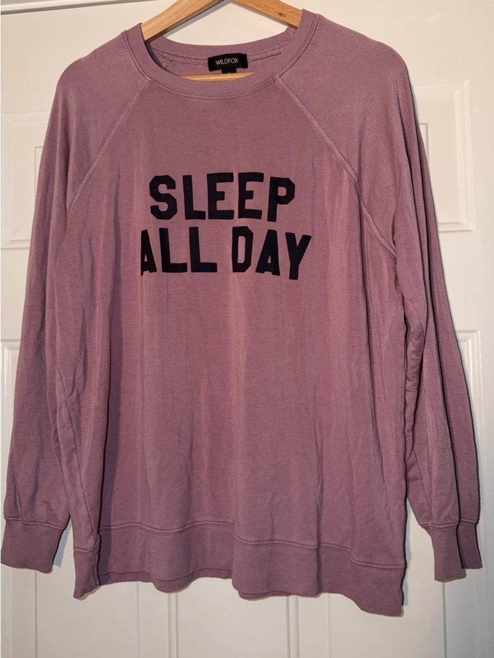 Wildfox Dusty Mauve "Sleep All Day" Pullover Sweatshirt